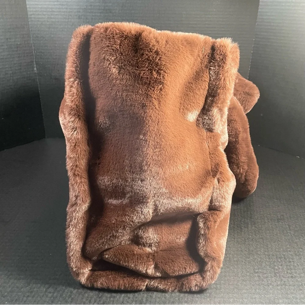 LUSCIOUS GREAT GIFT!! BNWT Pinko Debossed faux fur plush tote brown PRICE FIRM - Picture 5 of 16